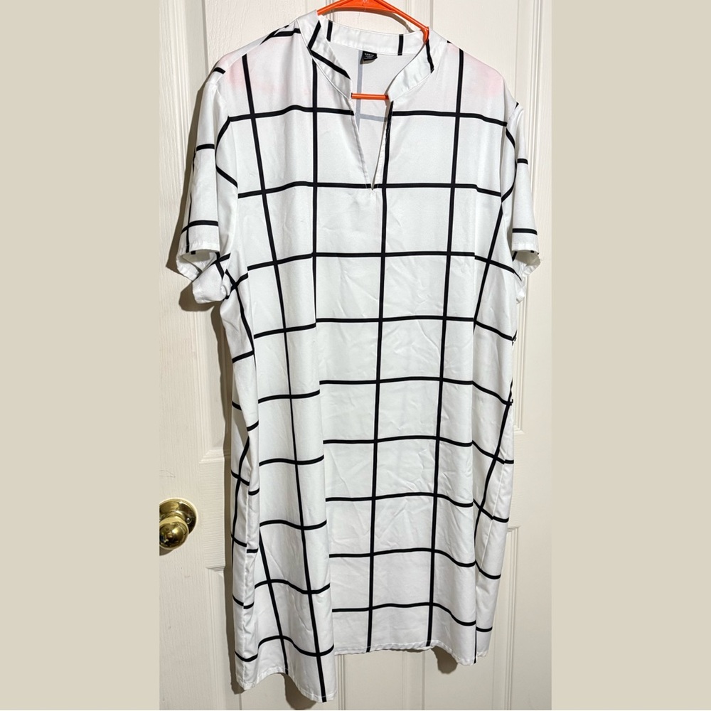 White and Black Grid Dress
